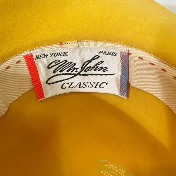 Vintage Mr. John Classic 100% Mustard Wool Mouchoir Melange Felt Cloche Hat - Picture 6 of 8